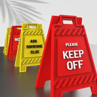 Funny Office Desk Signs, 3D Mini Floor Sign Set, 4 pcs. - Model thumbnail 4