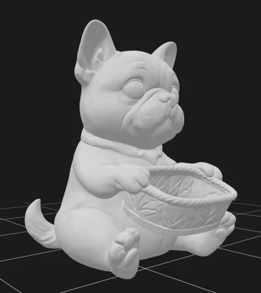 Bulldog Holding a Gift Basket - Model preview 5