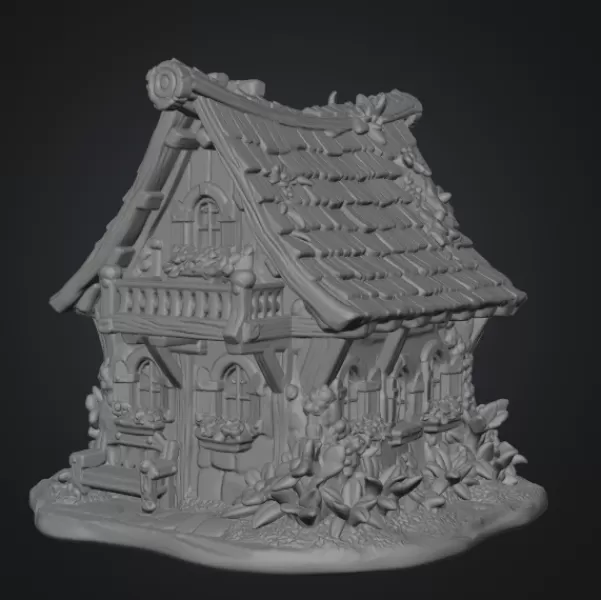 Enchanted Bloom Cottage STL File for 3D Printing - Model preview 11