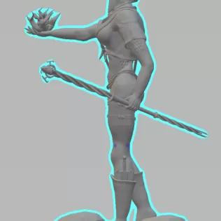3D printed half-elf sorceress figurine for board games - Model thumbnail 3