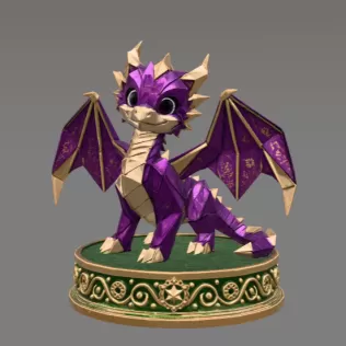 Origami Style Baby Dragon STL File for 3D Print - Model thumbnail 3