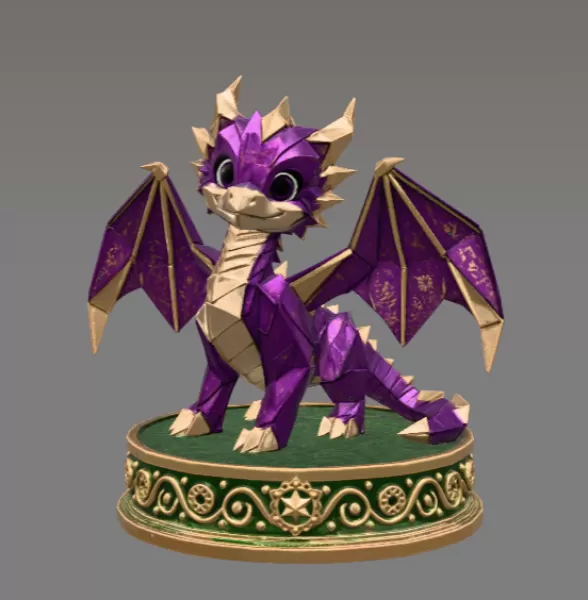 Origami Style Baby Dragon STL File for 3D Print - Model preview 3
