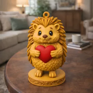 Hedgehog with Heart — Detailed Hedgehog Pendant / Figurine