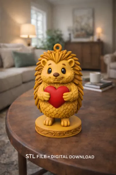 Hedgehog with Heart — Detailed Hedgehog Pendant / Figurine - Model preview 6
