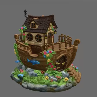 Enchanted Ship Cottage STL File 3D Print - Model thumbnail 6