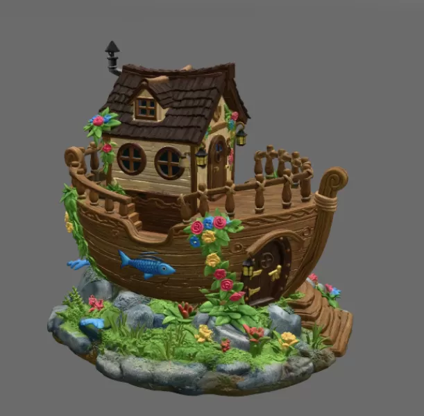 Enchanted Ship Cottage STL File 3D Print - Model preview 6