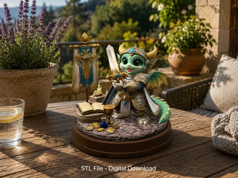Holy Knight Dragon STL File for 3D print - Model preview 1