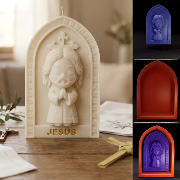 Stylized Jesus Christ Relief - 3D printable model - Model preview 1