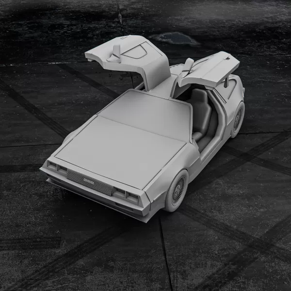 DMC DeLorean with Open Doors – 3D Printable Car Model - Model preview 2