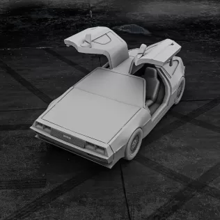 DMC DeLorean with Open Doors – 3D Printable Car Model - Model thumbnail 2