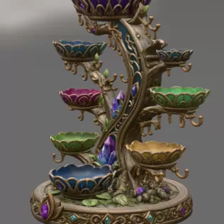 Enchanted Crystal Jewelry Tree STL File for 3D Print - Model thumbnail 9