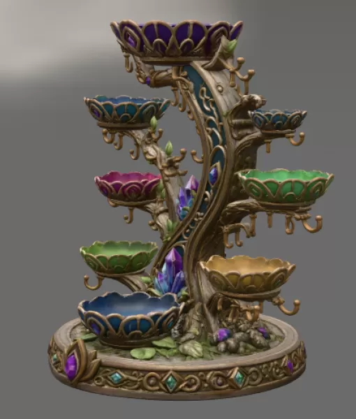 Enchanted Crystal Jewelry Tree STL File for 3D Print - Model preview 9