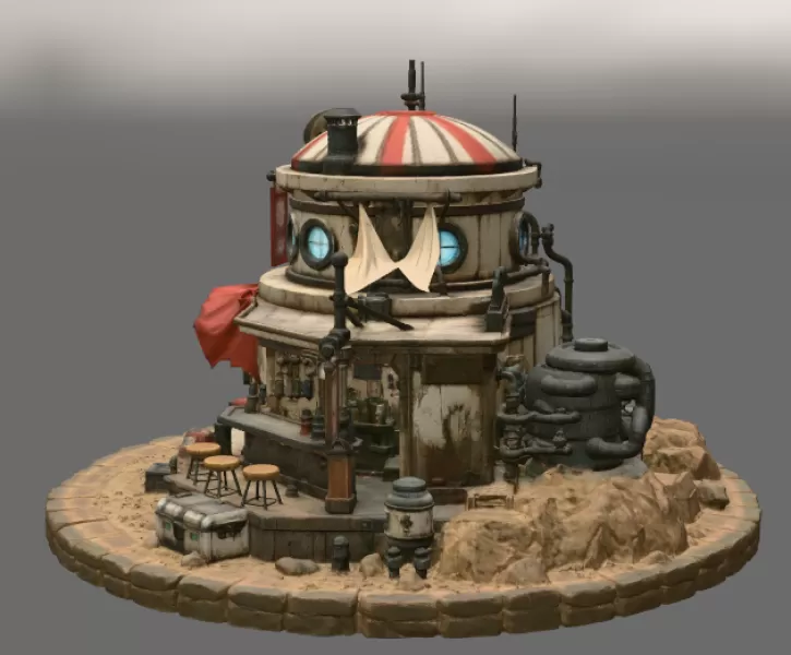 🚀 Desert Outpost Cantina STL File for 3D Print - Model preview 9