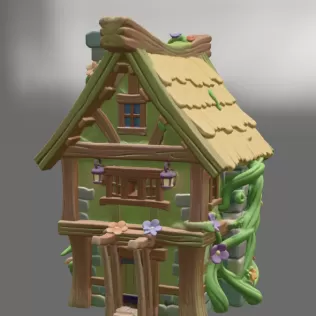 Enchanted Forest Cottage STL File 3D Printable Fantasy House - Model thumbnail 5