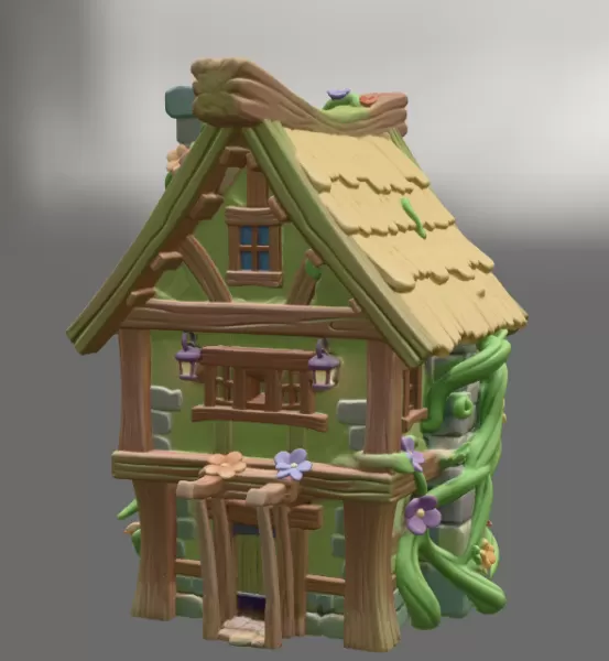 Enchanted Forest Cottage STL File 3D Printable Fantasy House - Model preview 5