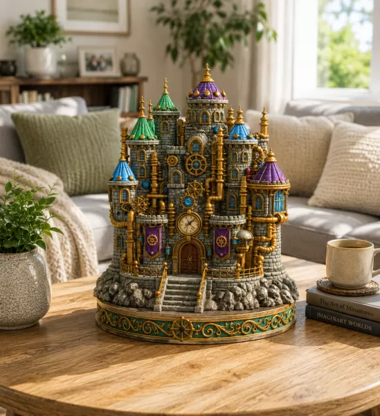 Steampunk Fantasy Castle STL File for 3D Printing - Model preview 1