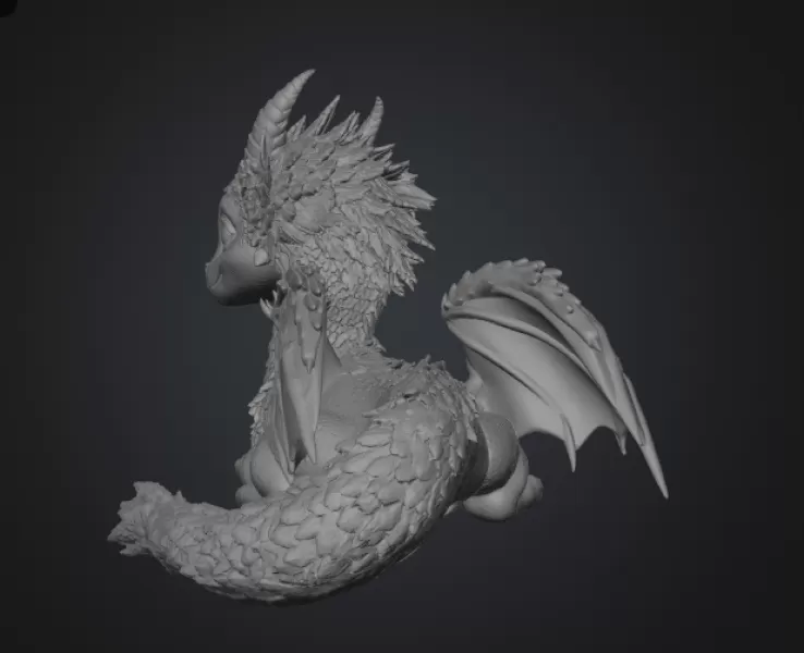 Blossom Guardian Dragon STL File for 3D Print - Model preview 12