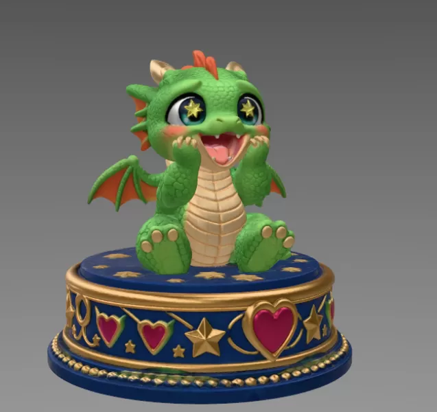 Excited Baby Dragon STL File for 3D Printing - Model preview 6