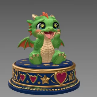Excited Baby Dragon STL File for 3D Printing - Model thumbnail 6
