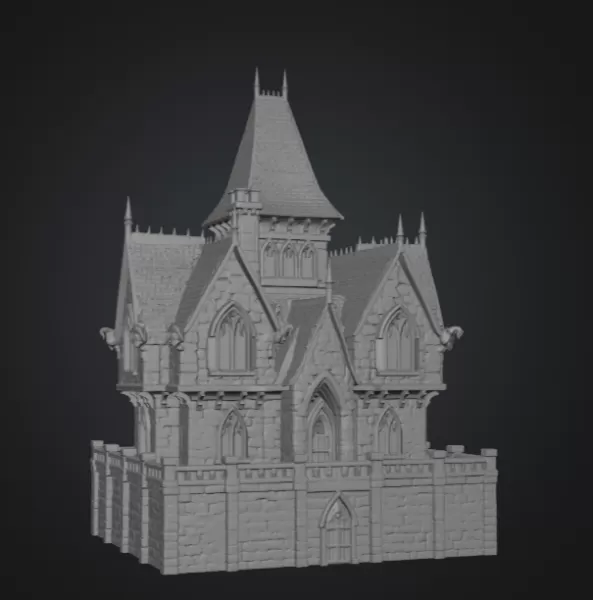 Dark Fantasy Mansion STL File for 3D Printing - Model preview 9