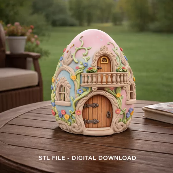 Fantasy Egg Cottage House – STL File 3D Printable - Model preview 1