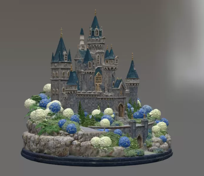 🏰 Enchanted Blue Castle STL File for 3D Print - Model preview 11
