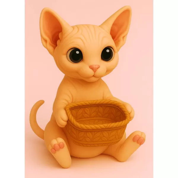 Sphynx Cat Holding a Gift Basket - Model preview 1