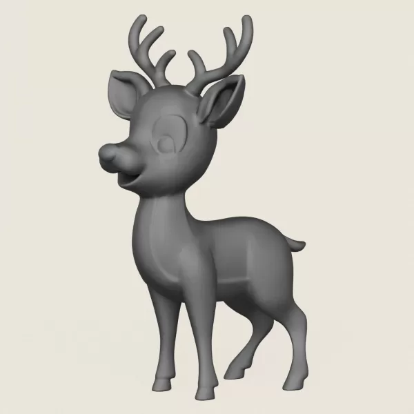 Cartoon Deer Print Ready 3D Model - Model preview 1