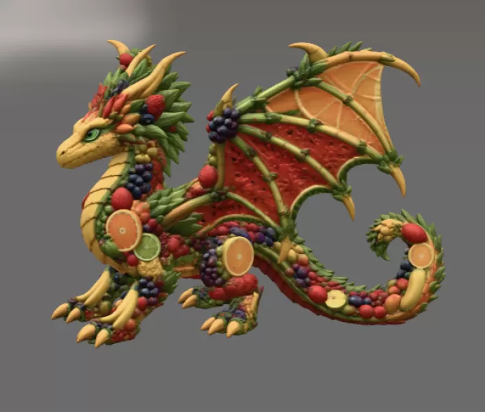 Fruit Harvest Dragon STL File for 3D Print - Model preview 4