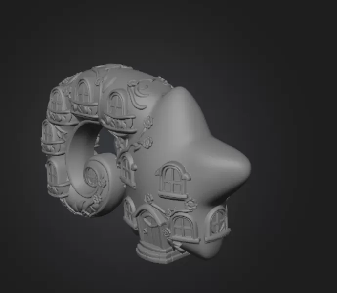 Fantasy Star House Magical Spiral Bookend STL File 3D Printable - Model preview 11