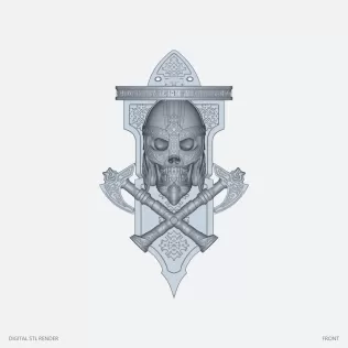 Skull and Sword Shelf-Shaped Ornament - STL - Model thumbnail 2