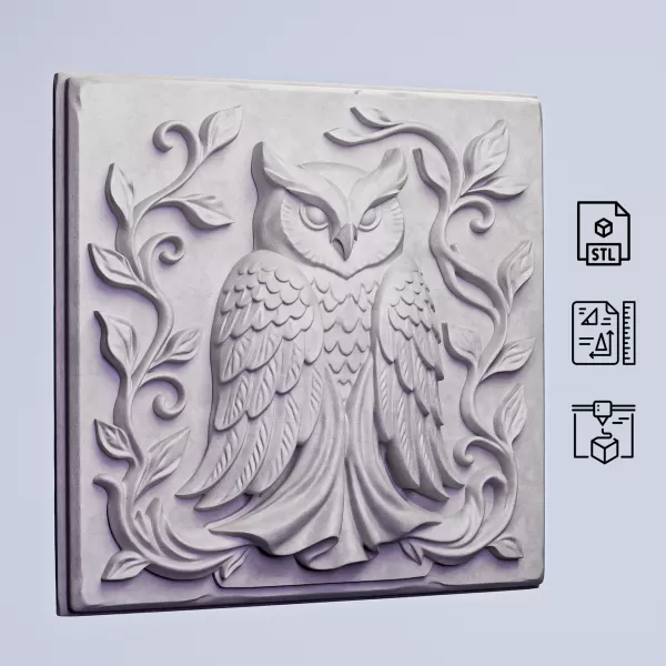 Decorative Owl Panel #RoZ - Model preview 4
