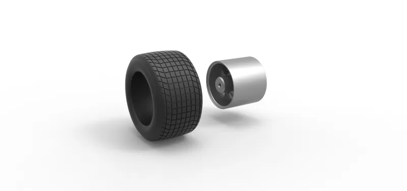 Wheel of Vintage Dirt race car V3 Scale 1:25 - Model preview 11