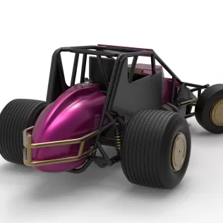 Dirt Silver Crown Car while turning Scale 1:25 - Model thumbnail 18