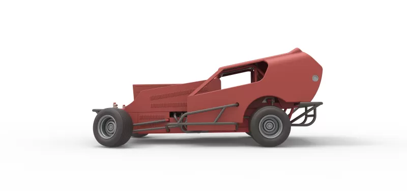 Vintage Dirt Modified stock car Version 4 while turning 1:25 - Model preview 9