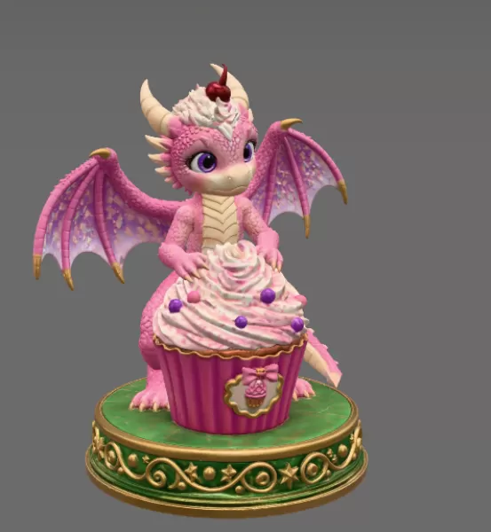 Cute Fantasy Dessert Dragon STL for 3D Printing - Model preview 7