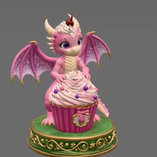 Cute Fantasy Dessert Dragon STL for 3D Printing - Model thumbnail 7