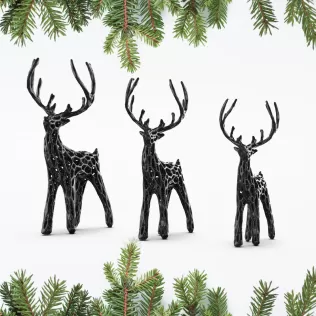 3 pcs. Miniature Modern Deer Family, Voronoi Diagram Christmas - Model thumbnail 4