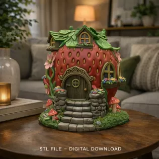 Strawberry Fairy Cottage STL File 3D Printable - Model thumbnail 2