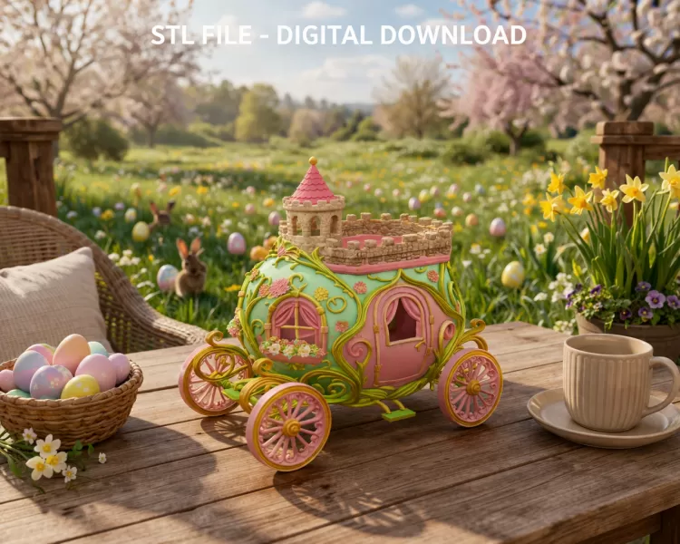 Fantasy Egg Carriage House – STL File 3D Printable - Model preview 1