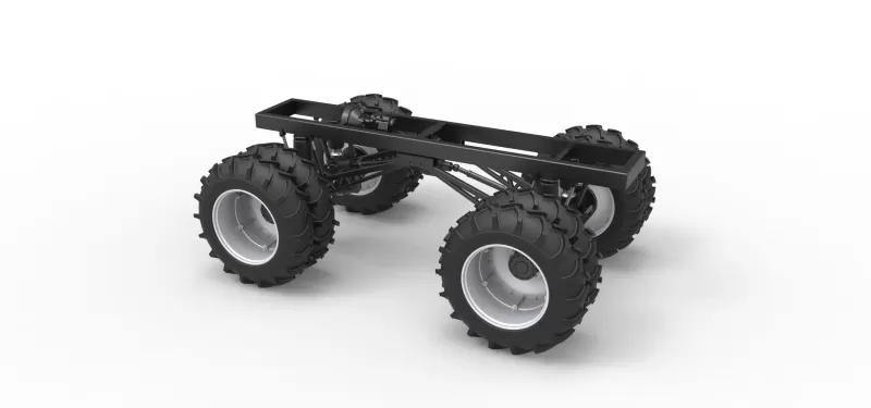 Chassis of Vintage Monster Truck with double wheels Scale 1:25 - Model preview 9