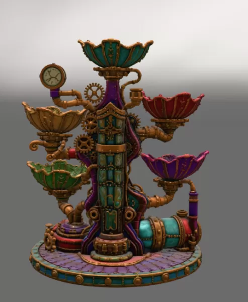 Steampunk Clockwork Bowl Organizer STL File for 3D Print - Model preview 12