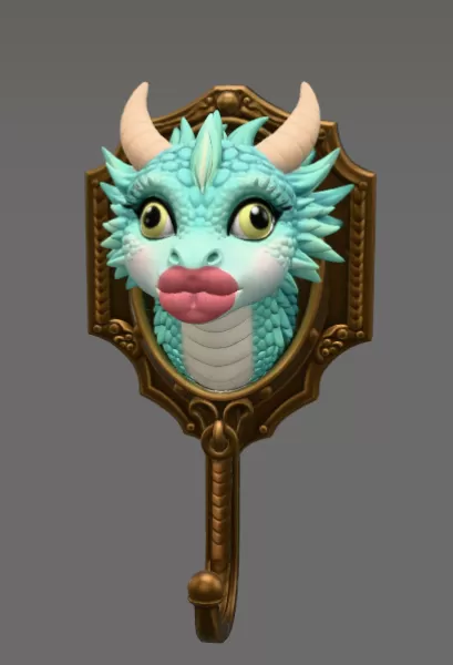 Funny Kiss Dragon Wall Hook STL File for 3D Print - Model preview 3