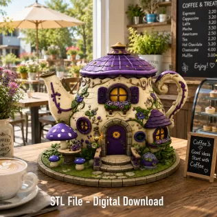 Enchanted Teapot Cottage STL File for 3D Print - Model thumbnail 4