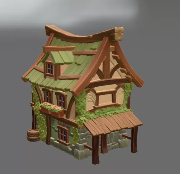 Enchanted Harvest Cottage STL File for 3D Print - Model preview 7
