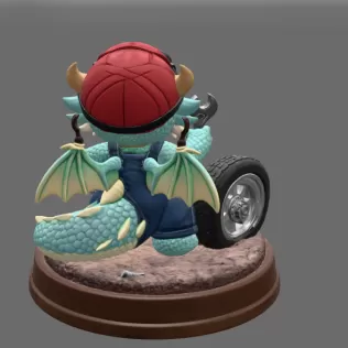 Cute Mechanic Dragon Figurine STL File for 3D Print - Model thumbnail 5