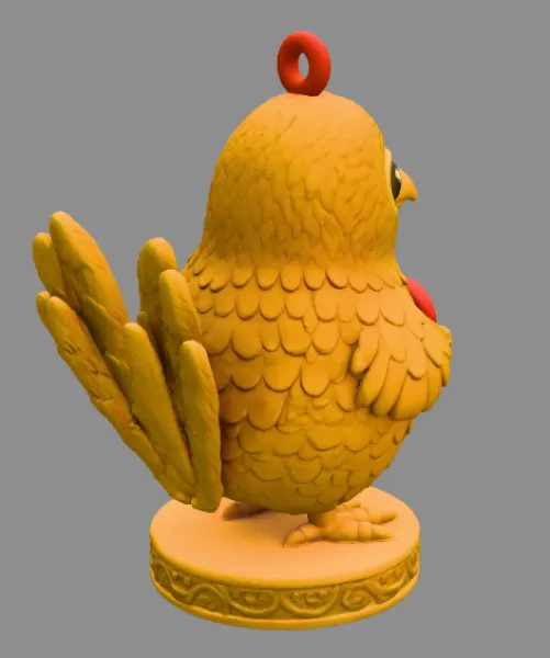 Cute Blue Bird with Heart STL – Adorable 3D Printable Ornament - Model preview 3