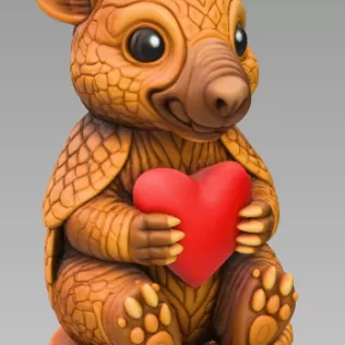 Cute Armadillo with Heart – 3D Printable STL File - Model thumbnail 6