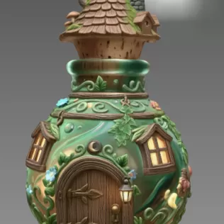 Mushroom Potion House STL File for 3D Print - Model thumbnail 3