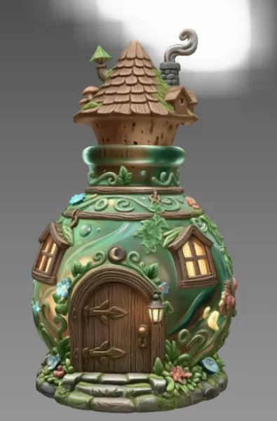 Mushroom Potion House STL File for 3D Print - Model preview 3